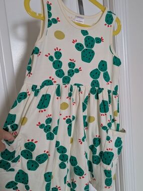 Hanna Andersson Girls Cream Cactus Print Sleeveless Dress